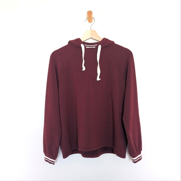 Madewell MWL Superbrushed Easygoing Hoodie Sweatshirt: Striped-Trim - Size S - Picture 4 of 9